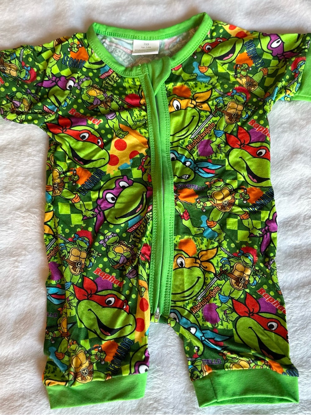 Green Ninja Turtles Short Sleeve Baby One-Piece Footie Romper